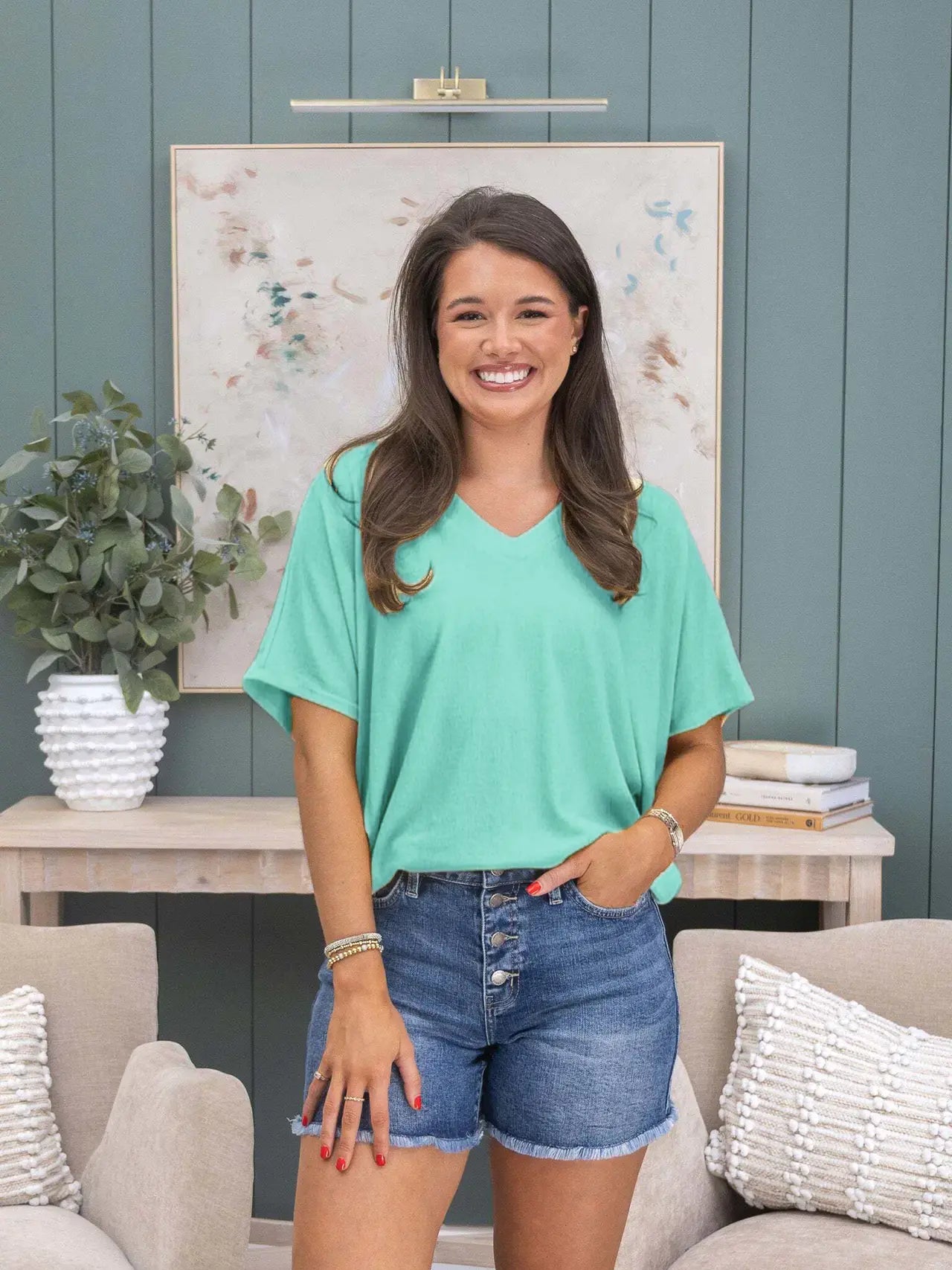 💥 Final Sale Short Sleeve Dreamy Knit V Neck Top | S - 3X