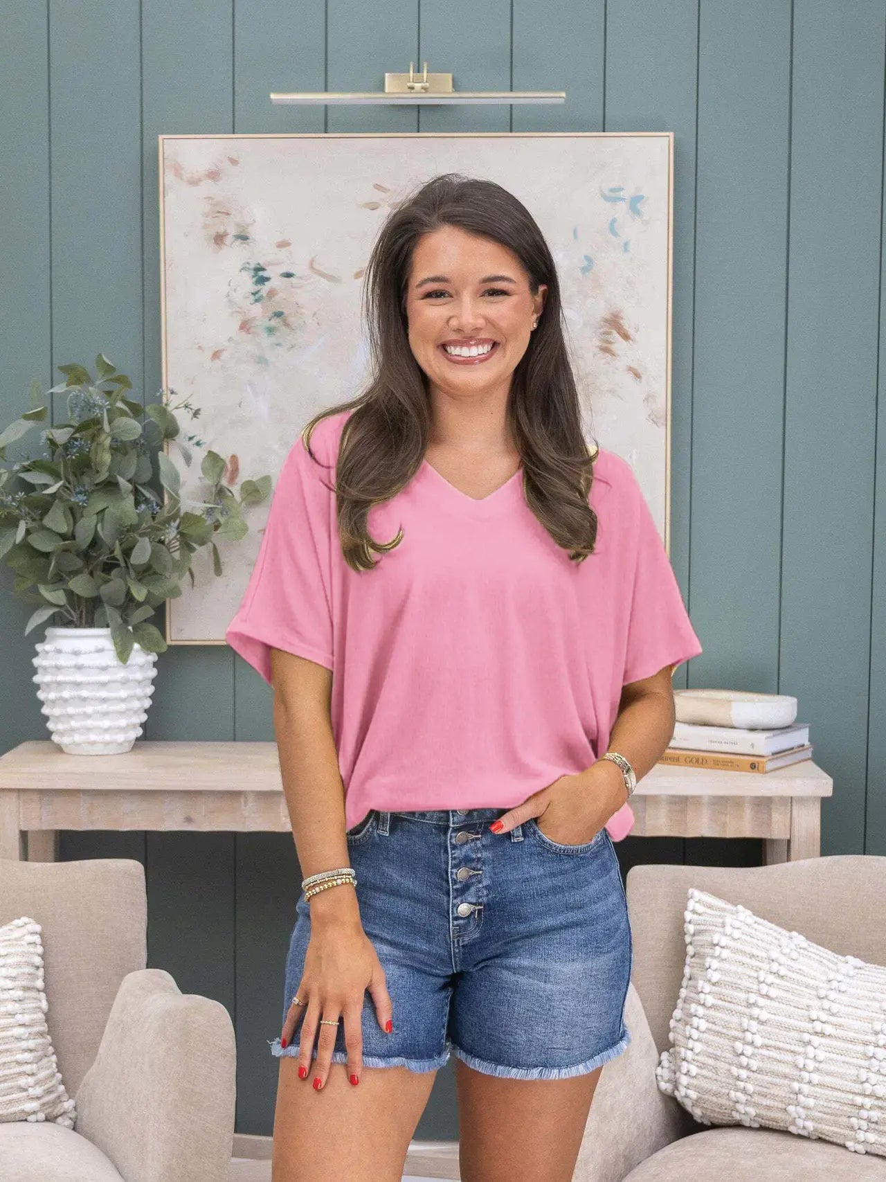 💥 Final Sale Short Sleeve Dreamy Knit V Neck Top | S - 3X