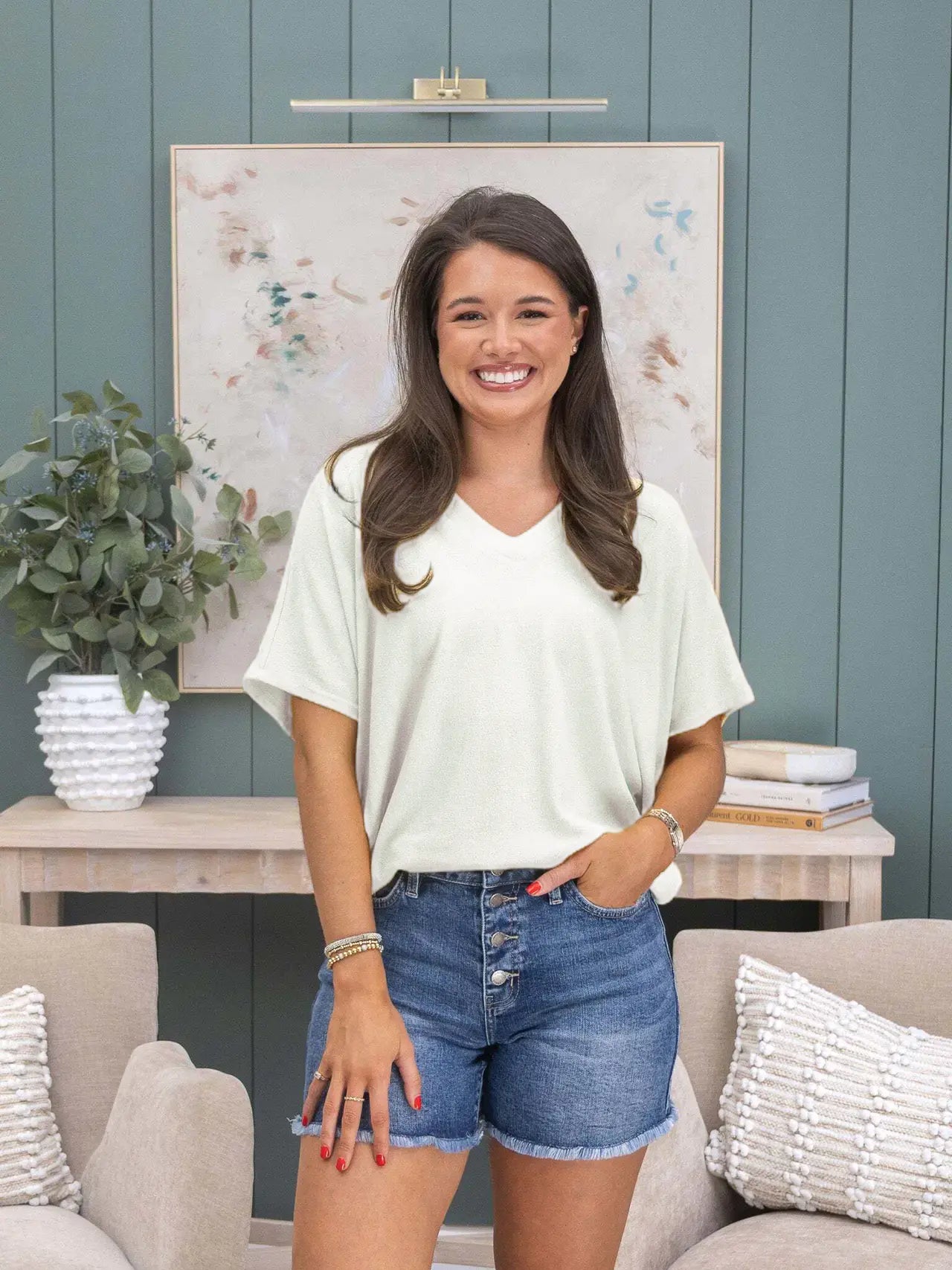 💥 Final Sale Short Sleeve Dreamy Knit V Neck Top | S - 3X